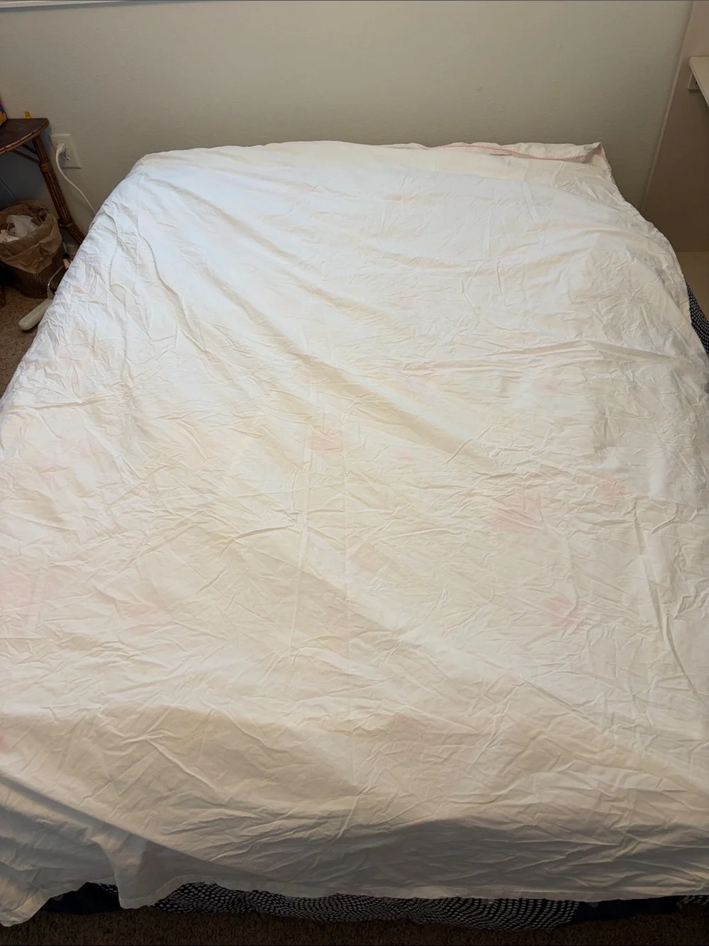 Pottery Barn Kids Full/Queen White Pink Embroidered Crewel Birds Flowers Duvet